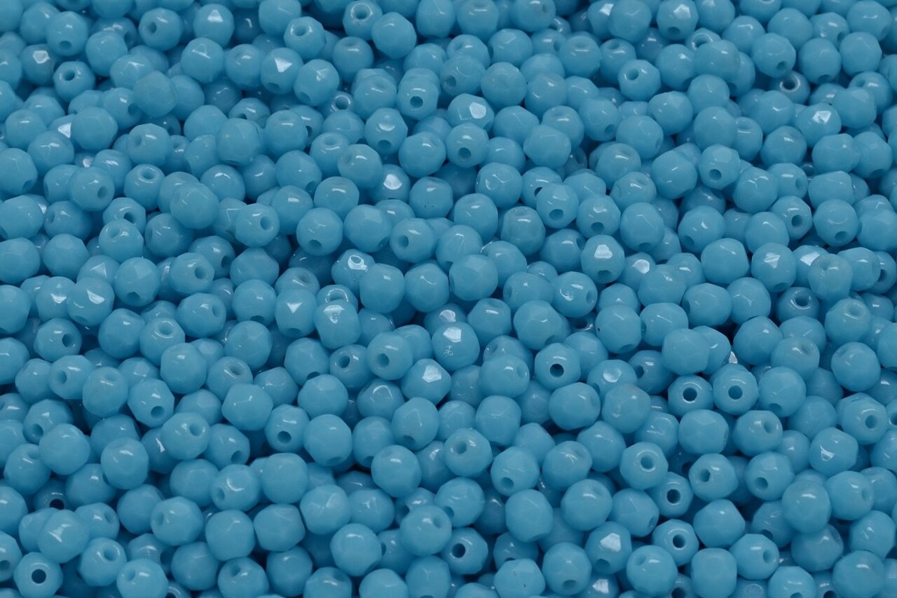 3mm Czech Fire Polish Round Bead, Opaque Blue Turquoise, 50 pieces